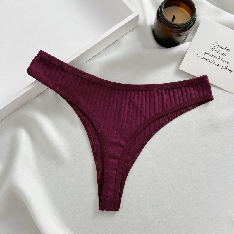 FINETOO Tangas für Damen, weicher Baumwoll-Tanga, sexy Low-Rise-T-Back-Unterwäsche, S-XL, bequeme Höschen, Mädchen-Unterwäsche M rot