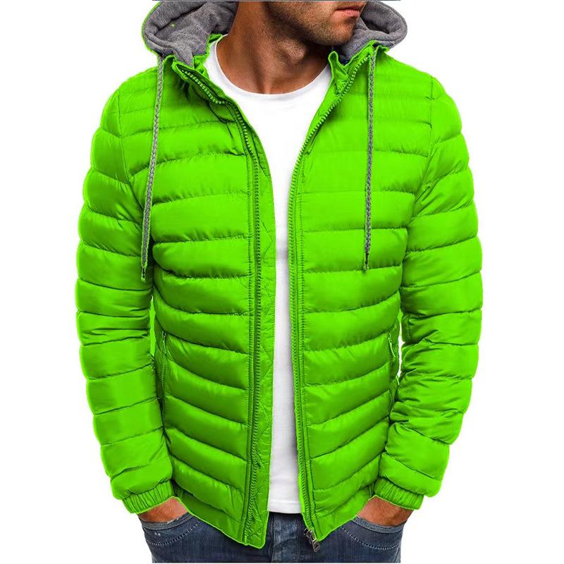 Herbst Winter Herren Casual Parkas Feste Kapuze Mantel Jacke Lässige warme Kleidung Männer Mantel Streetwear Puffer Jacke XXXL grün