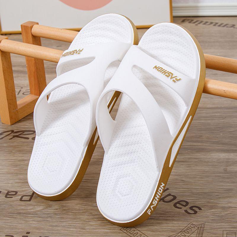 Bestellen Sie zwei Nummern größer, PVC-Slipper, Sommer-Sport-Hausschuhe für Herren, Oberbekleidung, Badezimmer, rutschfeste Sandalen, Outdoor-Strandmode, bequeme Outdoor-Hausschuhe 40-41 elfenbein