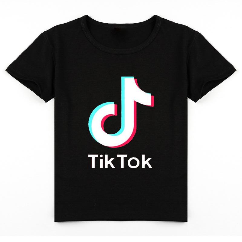 TIKTOK Kinderbekleidung Jungen und Mädchen Mode Kurzarm 150cm schwarz