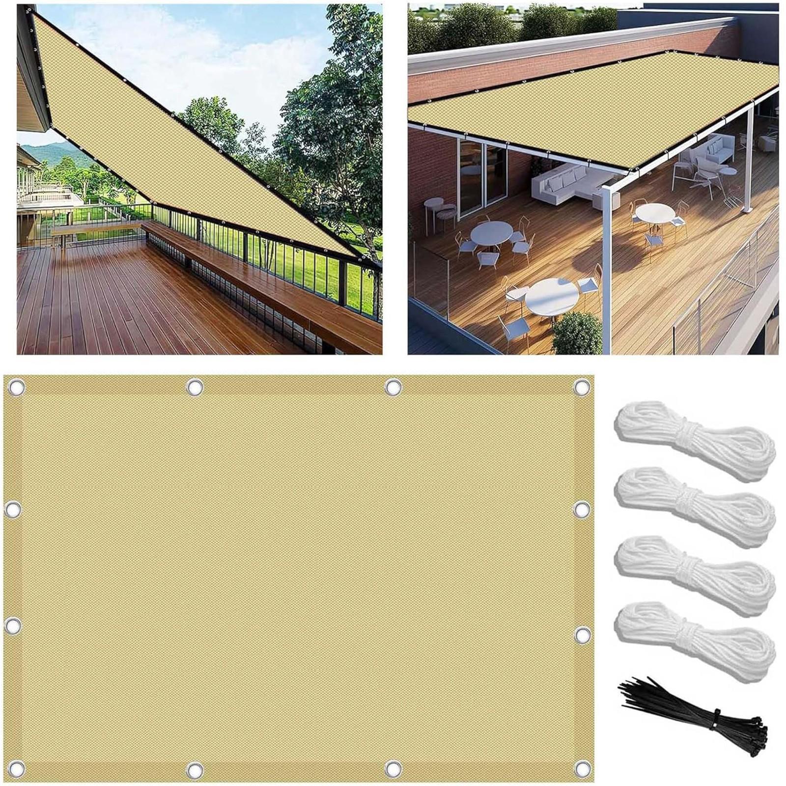 Sonnensegel mit Ösen 1x2m nach Maß, Segeltuch mit Ösen in vielen Farben, Schattennetz inkl. Befestigungsseilen, wasserfest für den Garten One Size