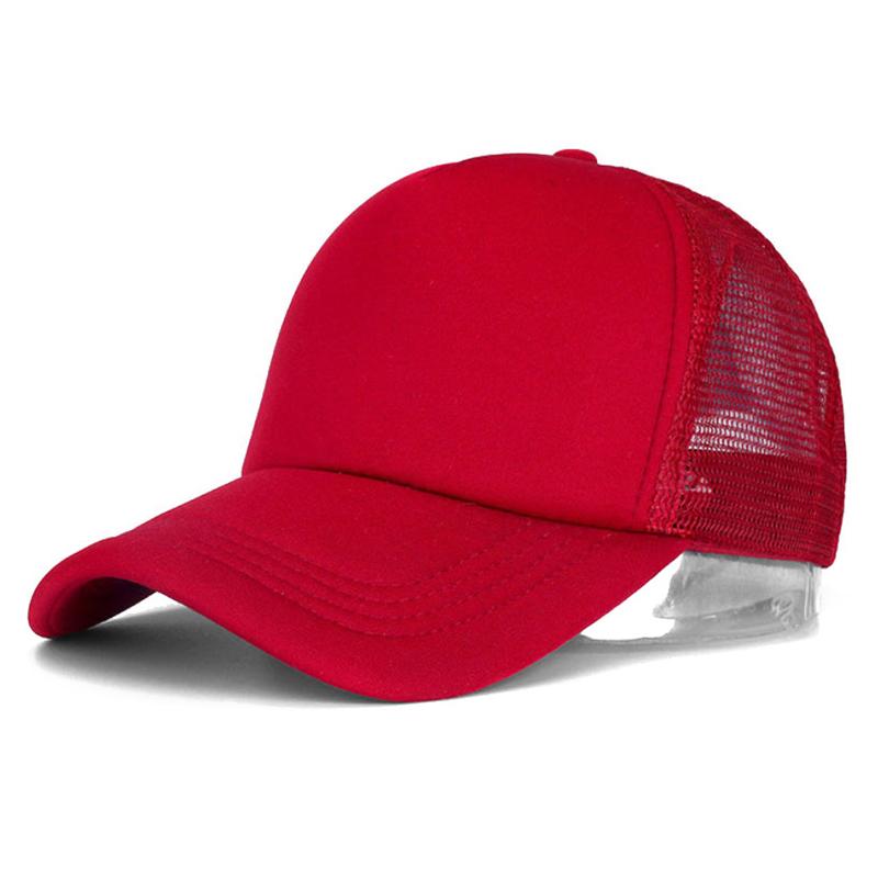 1 Stück Unisex Cap Casual Plain Mesh Baseball Cap Einstellbare Hysteresenhüte Für Frauen Männer Hip Hop Trucker Cap Streetwear Papa Hut rot