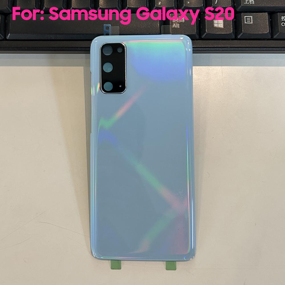 Rückseitige Abdeckungen Akkudeckel Gehäuse Für Samsung Galaxy S20 S20 Plus S20+ Rückseitige Glasabdeckung For S20 blau