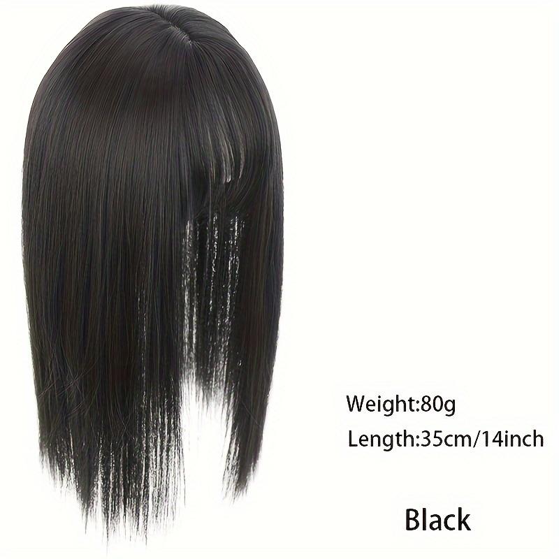 35 cm Perückenteil, glattes Haar, Topper, Haarteil, rutschfest, Clip in, Damen, Pony, Pony, natürliche Haarverlängerungen, Perücke schwarz