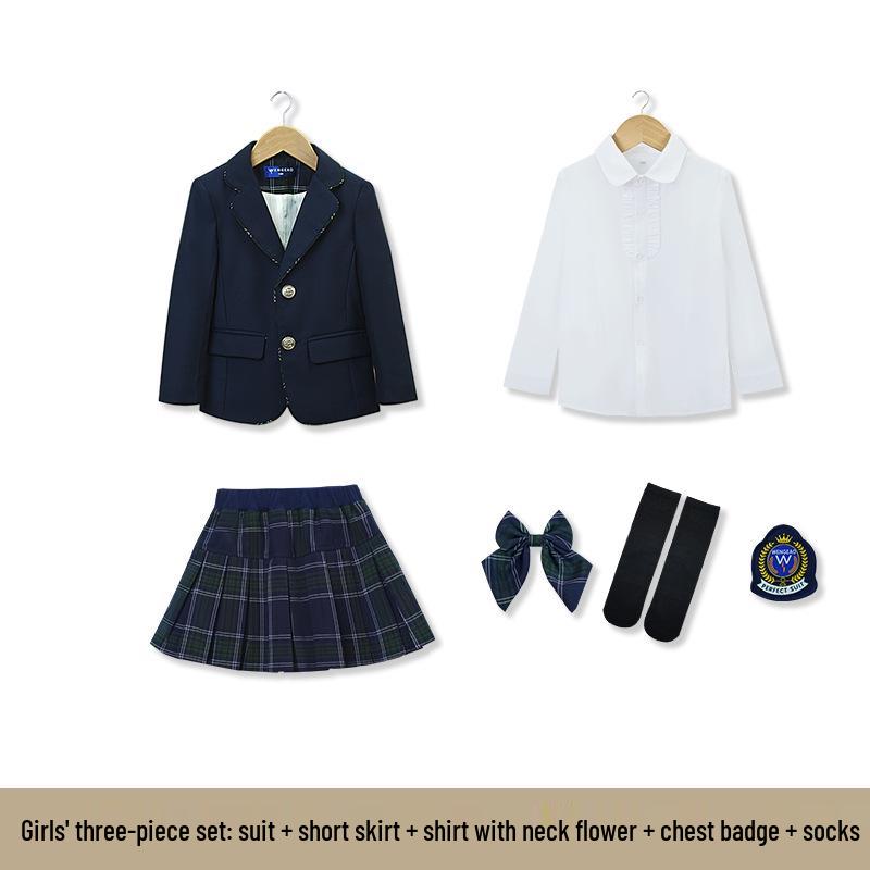 Britischer Akademie-Stil Langarm Kindergarten-Uniform-Set 130 cm