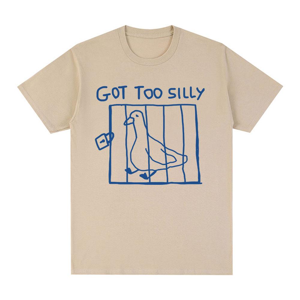 Got Too Silly Goose Lustiges Meme T-Shirt Herren Damen Kleidung Lässig Baumwolle Vintage Kurzarm Übergroße T-Shirts Tops Streetwear XL khaki