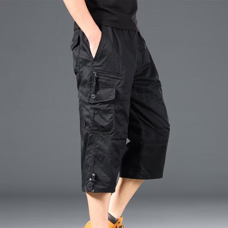 Herren-Arbeitshose, lässige Shorts mit Taschen, knielange Sommer-Sportshorts für Herren 5XL schwarz