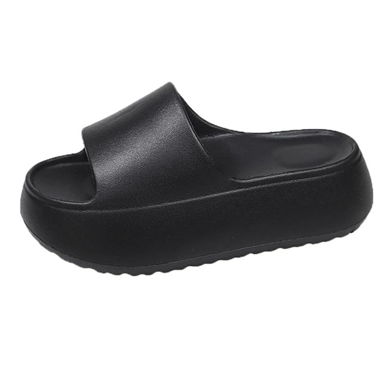 Mode Damen Schuhe Plateau Hausschuhe für Damen Sommer Komfort Weiche Sohle Strandschuhe Pantoletten Damen Dicke Sohle Rutschfeste Sandalen Damen 39-40 schwarz