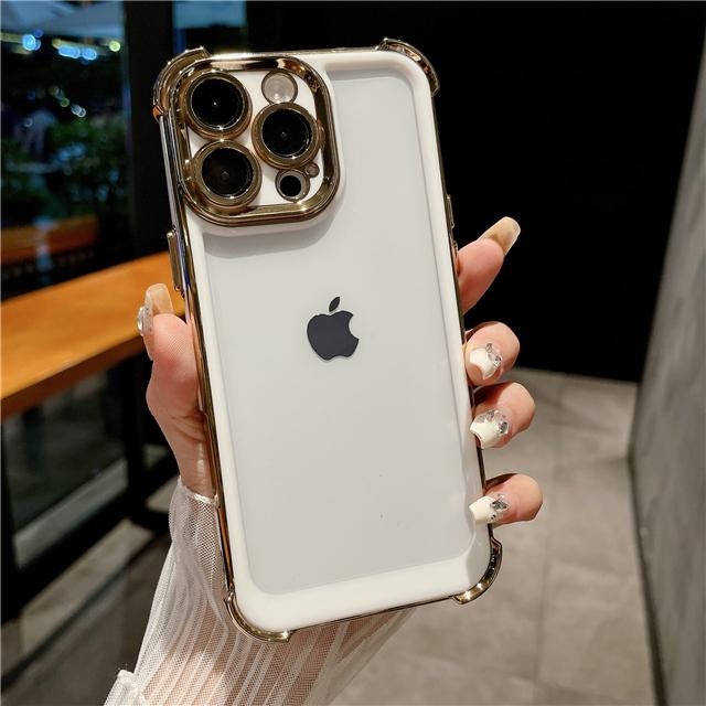 Für iPhone 16 Pro Max Luxus Beschichtung Farbe Weicher Rahmen Transparentes Handyhülle Für iPhone 12 13 14 15 Plus Objektiv Schutzhülle For iPhone 13