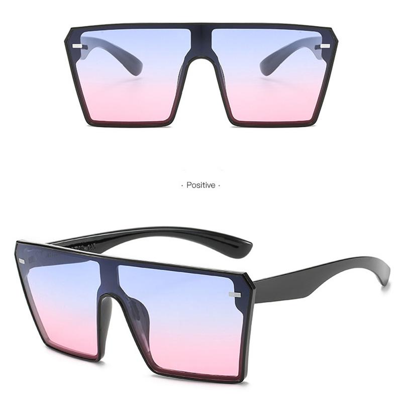 Mode übergroße quadratische Sonnenbrille Frauen Retro Flat Top Gradient Brille Männer Brillen Sonnenbrille Frauen rosa/blau