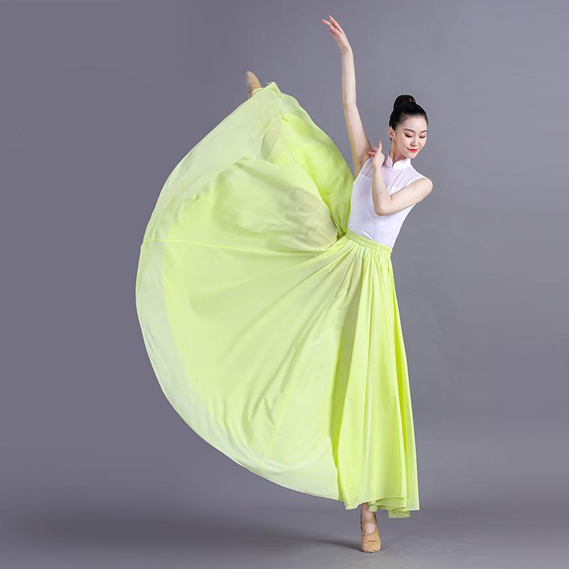 360/540/720 Grad Chiffonrock Ballett Bauchtanz Damen Zigeuner Lange Röcke Tänzerin Trainingskleidung Verschiedene Tanzröcke 720 degrees 90cm helle gelbe