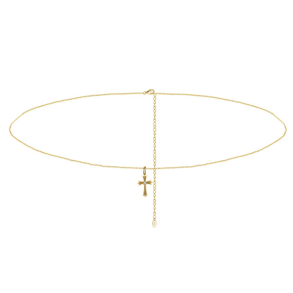RINNTIN CW03 Sexy Cross Waist Kette Minimalistisches Cross Bauch Kette Bikini Bauch Mode Körper 925 Silber Schmuck