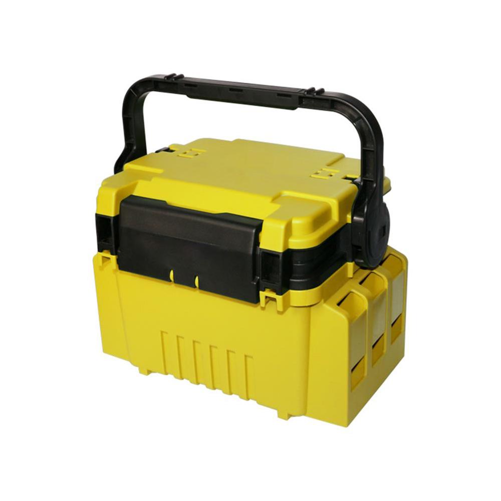 Angelgerät-Box, Reise-Angelkoffer, Box für Angelausrüstung, Angelköder, Hakenbox, Werkzeuge gelb