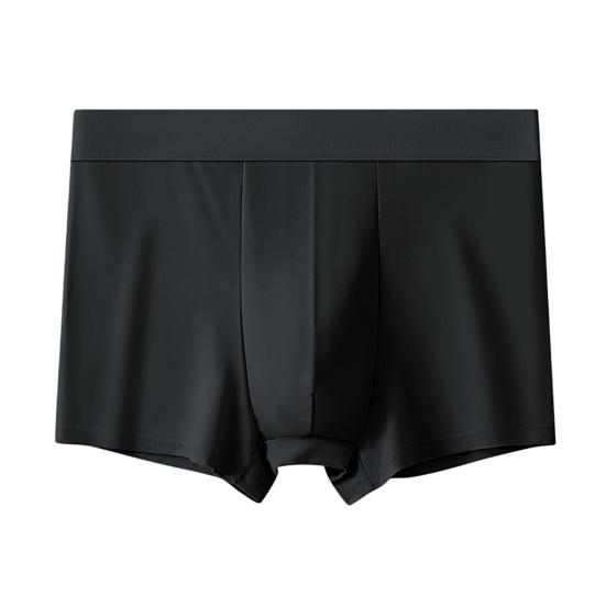 Boxershorts, Mittelhohe EisSeiden-Boxershorts, Enganliegend, U-Konvex, Schnelltrocknend, Sommerunterwäsche für den täglichen Gebrauch und zum Schlafen XXL schwarz