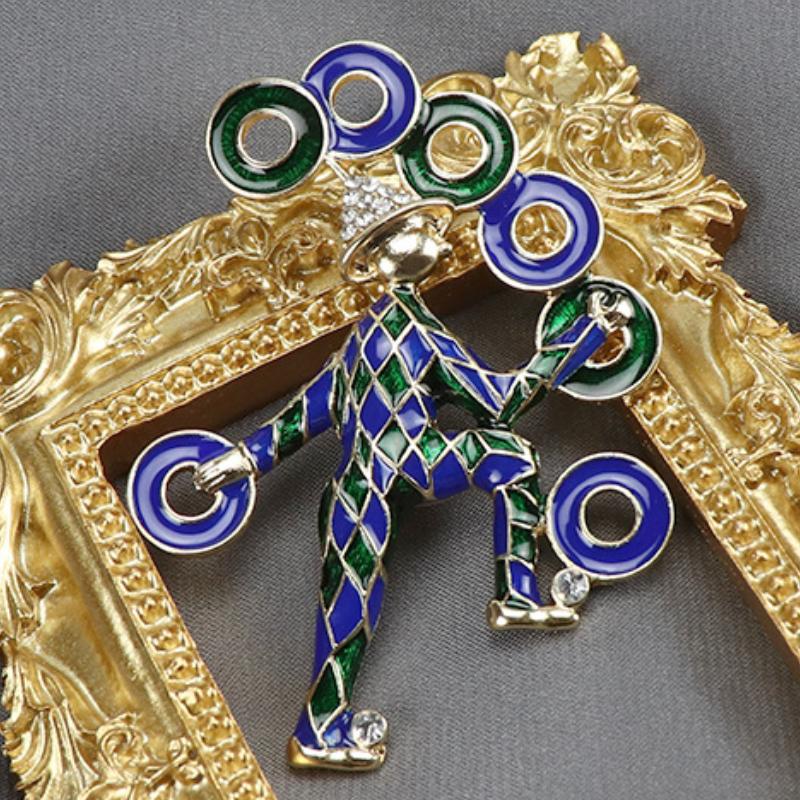 Blucome Legierung Emaille Pins Vintage Zirkus Clown Replik Brosche für Frau Mann Anzug Schal Weihnachtsgeschenke blau
