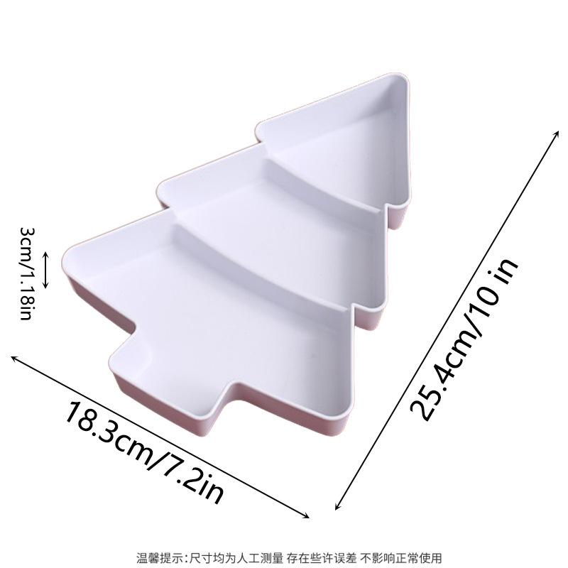 Kreative Weihnachtsbaumform Süßigkeiten Snacks Nüsse Trockenfrüchte Plastikteller Snackschalen Schüssel Frühstückstablett Hochzeitsfeier Dessert weiß