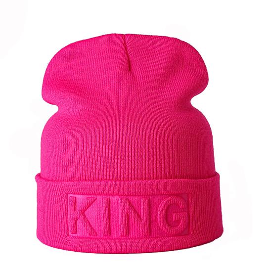 Winter Hut König Königin Mützen Mode Hip Hop Paare Kappe Casual Solide Hut Männer Frau Warme Gestrickte Beanie Ski Skullies motorhaube KING rose rot
