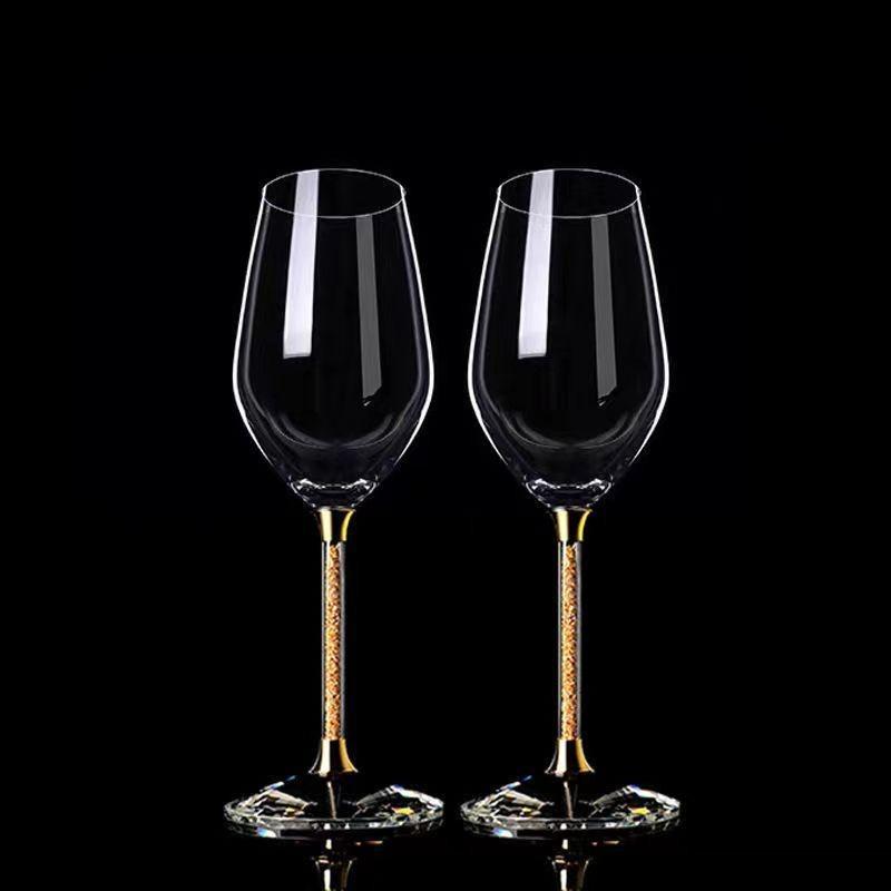 Premium Goldfolie Kristallglas Weinglas Champagnergläser für Getränke Whiskeyglas Weinglas Original Cocktailgläser Set Tassen 2 pcs(350ml)