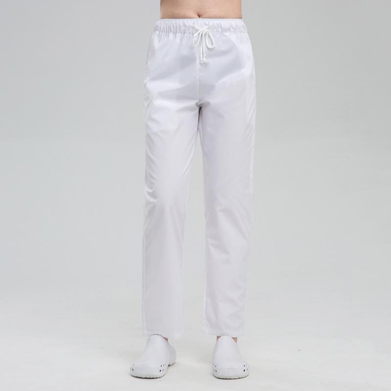 Unisex-Peelinghose mit elastischem Bund und Kordelzug und drei Taschen, Krankenschwester, Kosmetikerin, Labor, Scrubs, Pet Shop, Arbeitskleidung XL weiß
