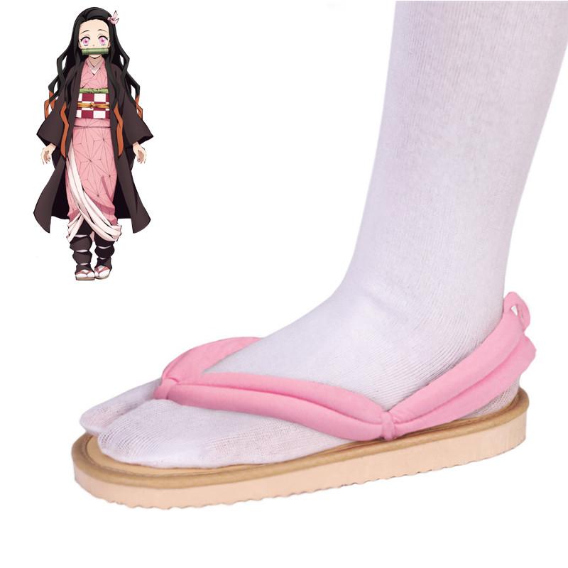 Anime Demon Slayer Cosplay Schuhe Kimetsu No Yaiba Kamado Tanjirou Clogs Sandalen Kamado Nezuko Geta Kochou Shinobu Flip Flops 42-43 rosa