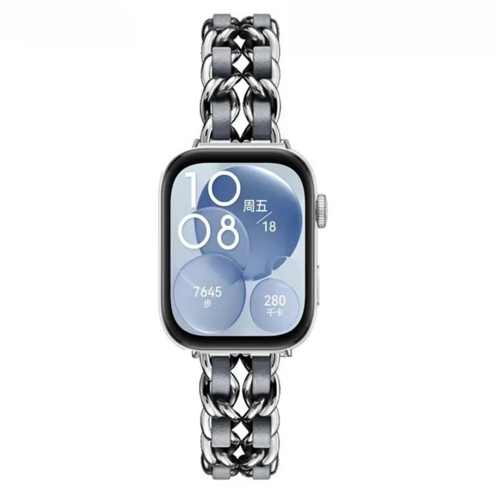 Metall-Gliederarmband für Huawei Watch Fit 4-Fit 3-Fit5 Armband Edelstahl Damen-Armband für Huawei Watch Fit 5Pro 4pro Correa Fit 5Pro/5/4Pro/4/3 silber/blau