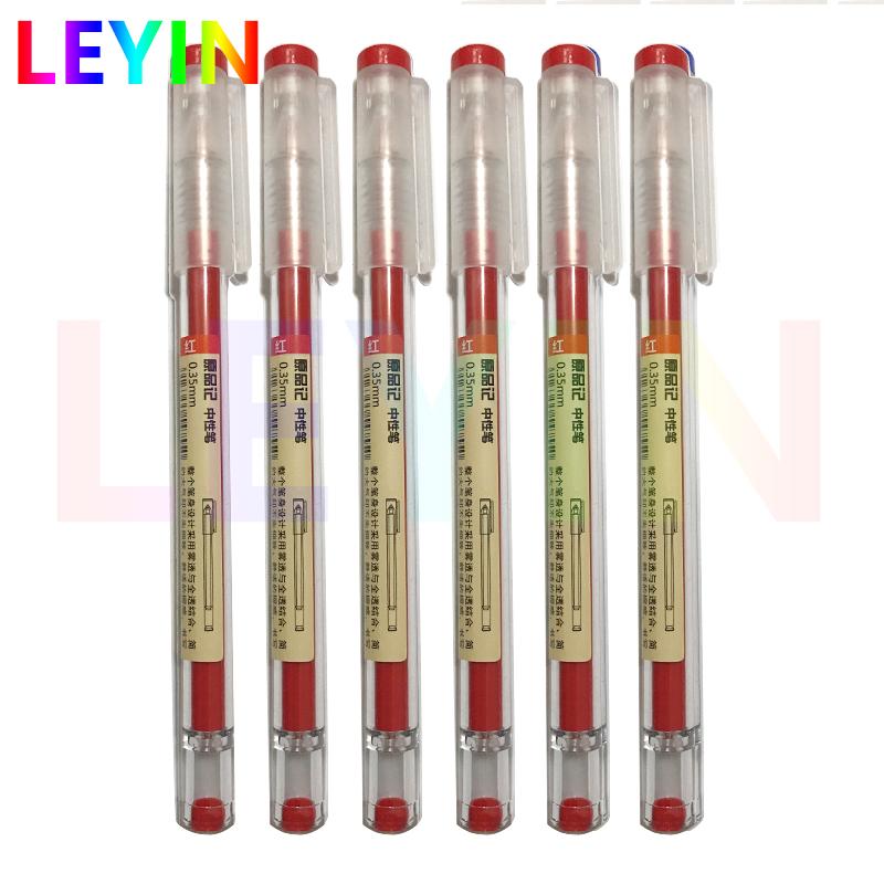 0,35 mm feiner Gelstift mit blauer/schwarzer Tinte, Nachfüllstange für Griffmarkierungsstifte, Schule, Gelpen, Büro, Studenten, Schreiben, Zeichnen, Schreibwaren 6Pcs set rot
