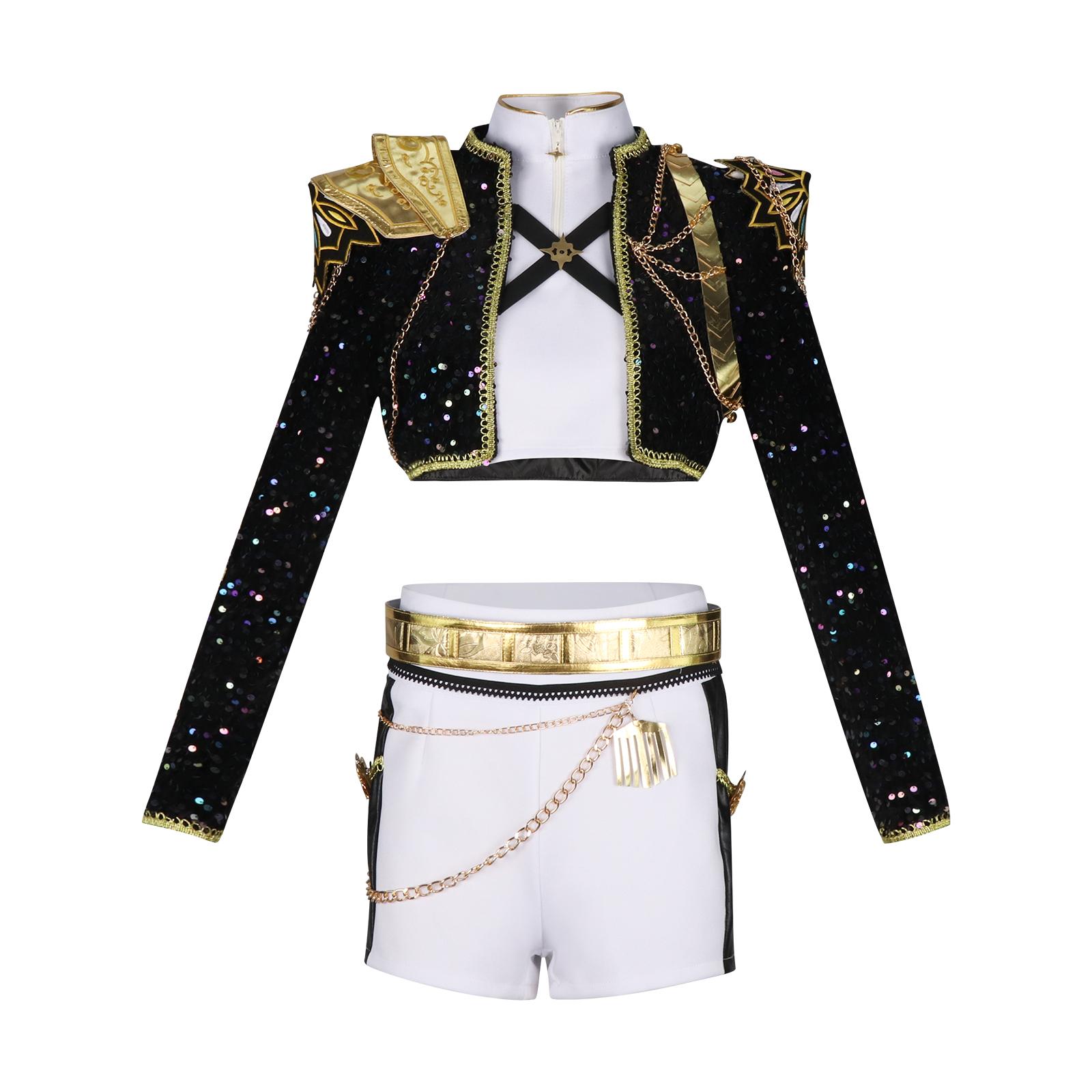 Schwarz-Gold-Mädchengruppen-Cosplay-Kostüme, Anime- und Spiel-Cosplay-Halloween-Bühnenkostüme 150 black