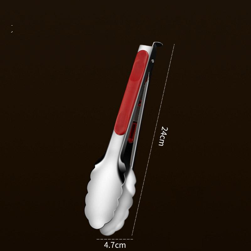 Bratschaufel-Clip aus Edelstahl, multifunktionale Steak-Grillzange, Bratenfisch-Spatel-Clip, Brot-Clip, Haushalts-Küchenwerkzeug red