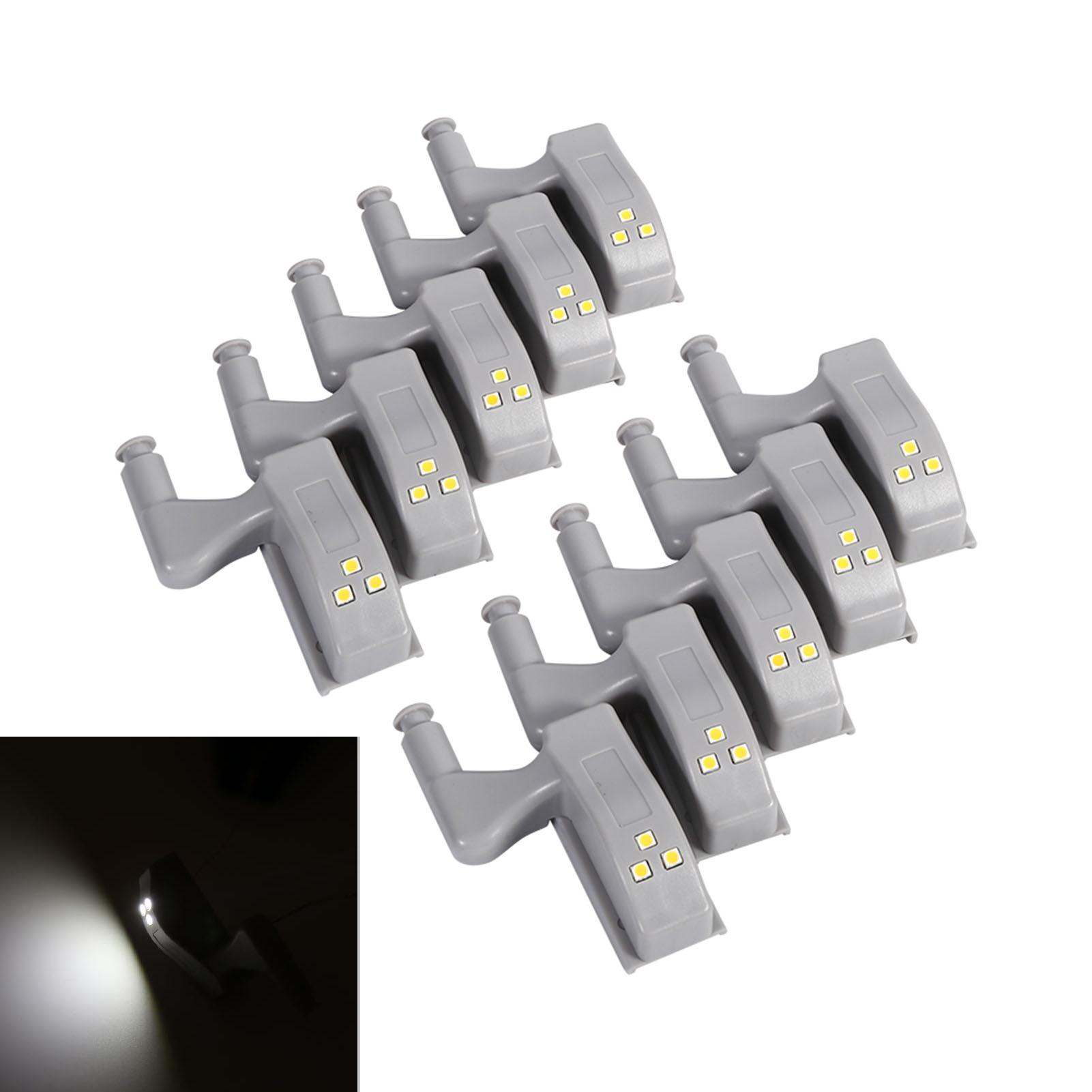 10Pcs Schrank Schrank Schrank Kleiderschrank LED Scharnier Licht Home Küche (Kaltes Weiß)