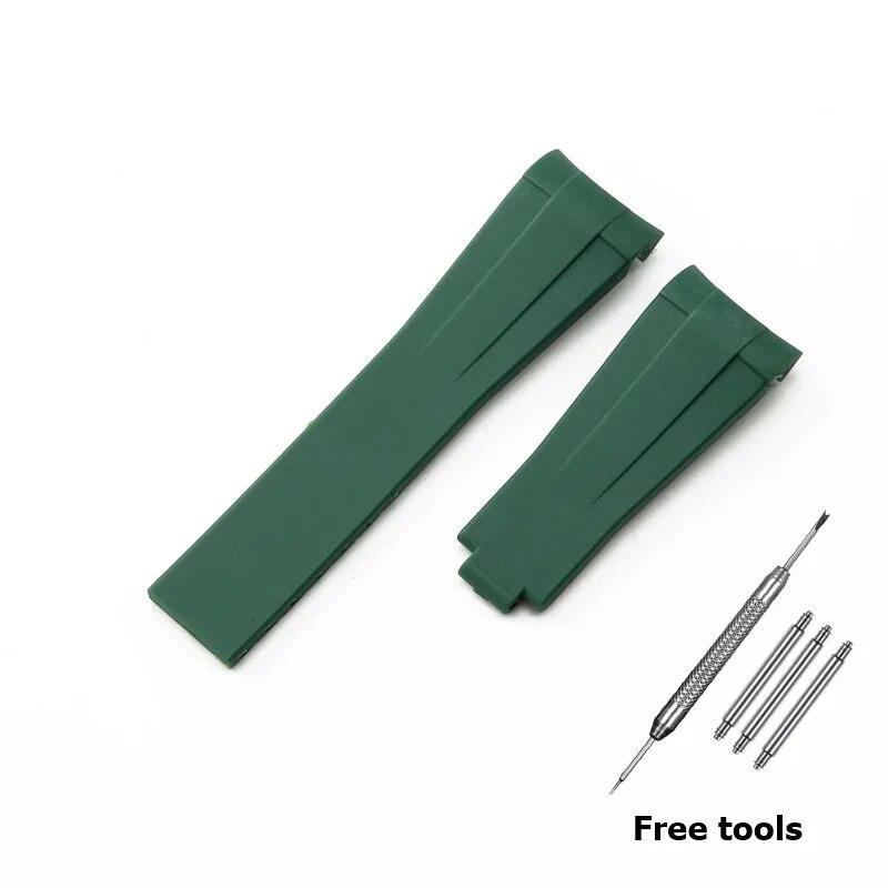 20 mm 21 mm Premium-Silikonarmband für Rolex Submariner DAYTONA GMT Yacht-Master Series Zubehör Ersatz-Uhrenarmband Army green-no buckle  20mm no logo