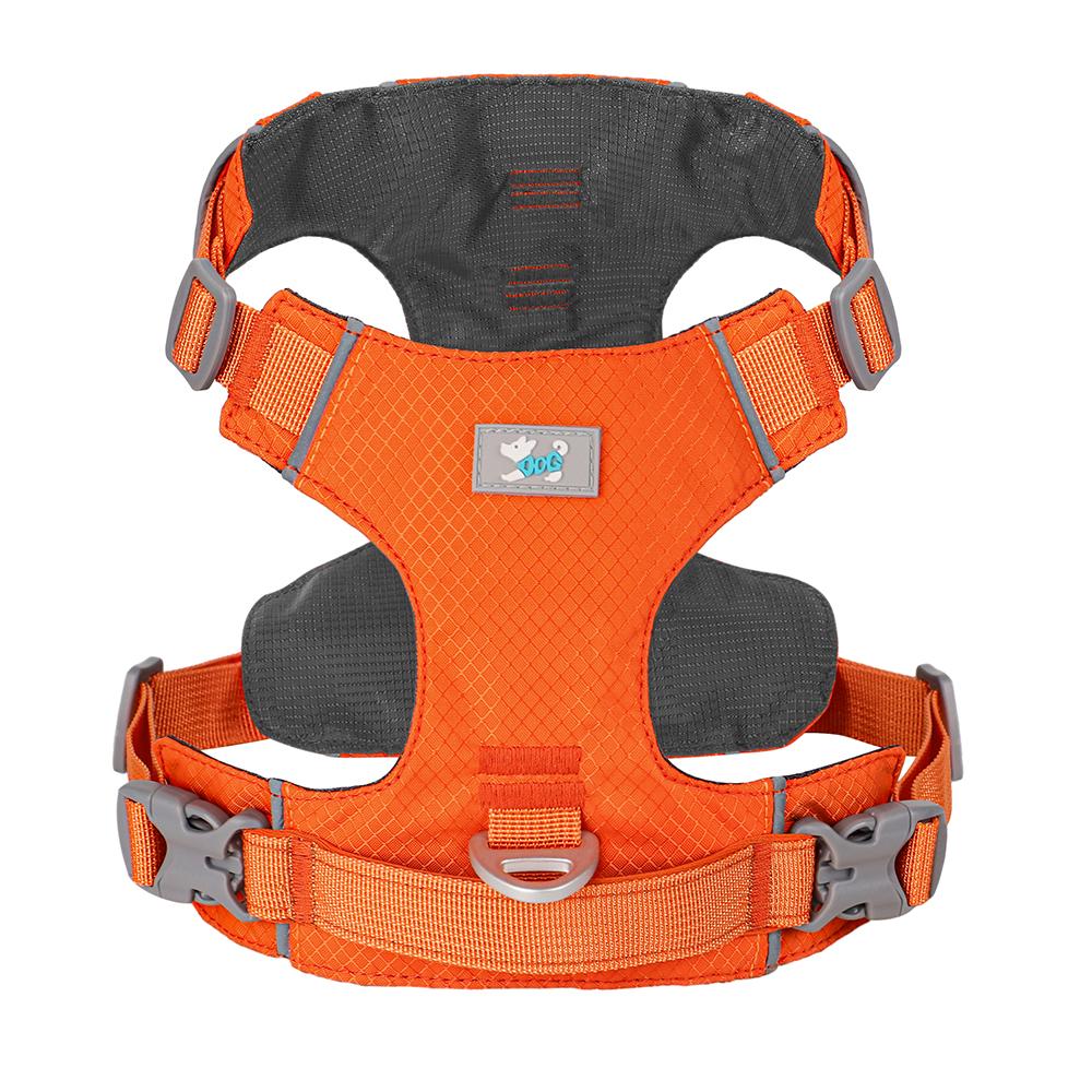 Reflektierendes Nylon Hunde Geschirr Verstellbare Hunde Geschirre Wasserdichte Haustierweste mit Kontrollgriff für Kleine Große Hunde Bulldogge Mops XS orange