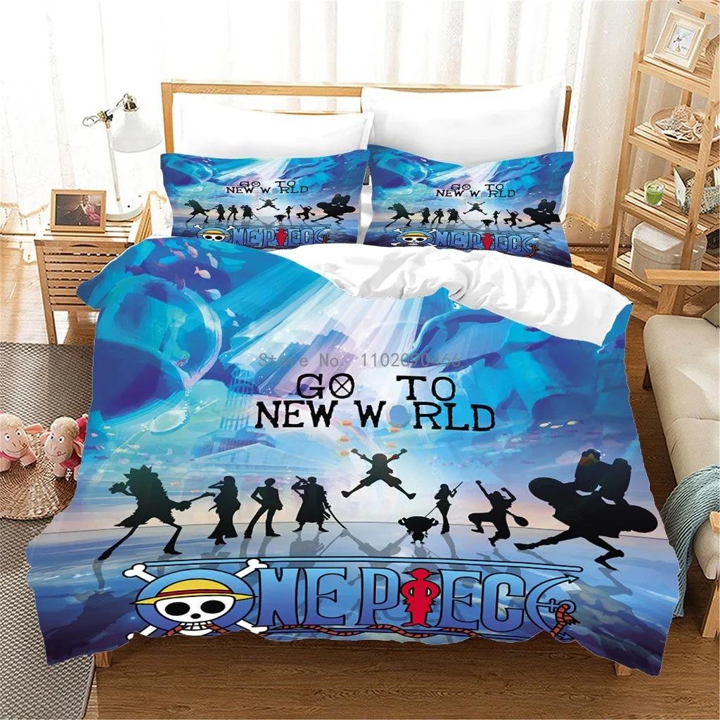ONE PIECE Bettbezug Bettwäsche Set Japan Anime Dekorative Bettwäsche Tröster Sets Jungen Mädchen Baby Teen Bett Set Bettwäsche Geschenk EU Single 135x200cm