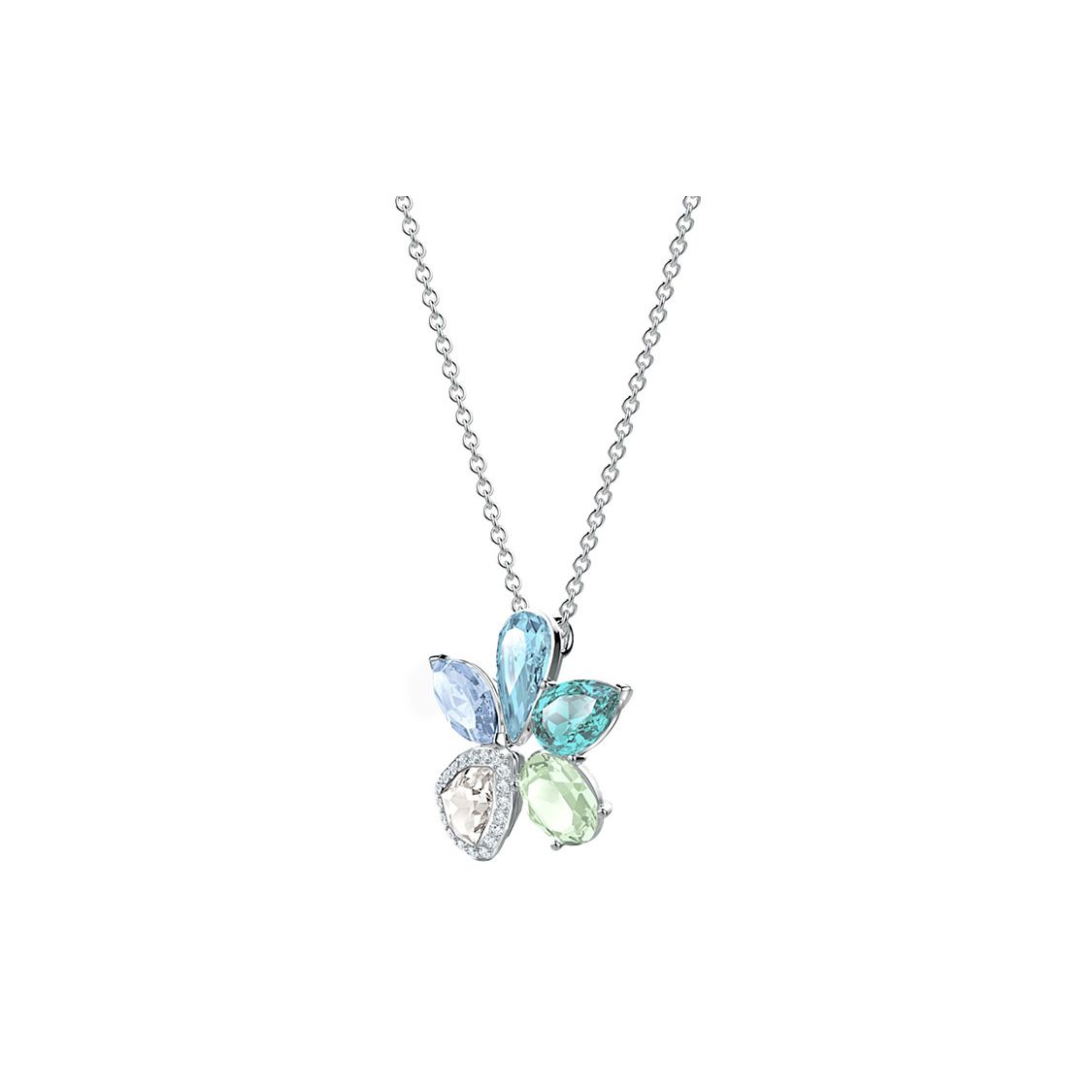 Swarovski Sunny Fünffarbige Blume Halskette Damen Halskette Mehrfarbig 5518414 Silver white