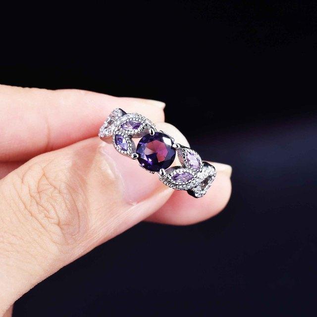 100 % 925 Sterling Silber Herkunft Amethyst Ring Frauen Anillos De Eheringe Amethyst Edelstein Eheringe Ring Box Frauen 6 violett