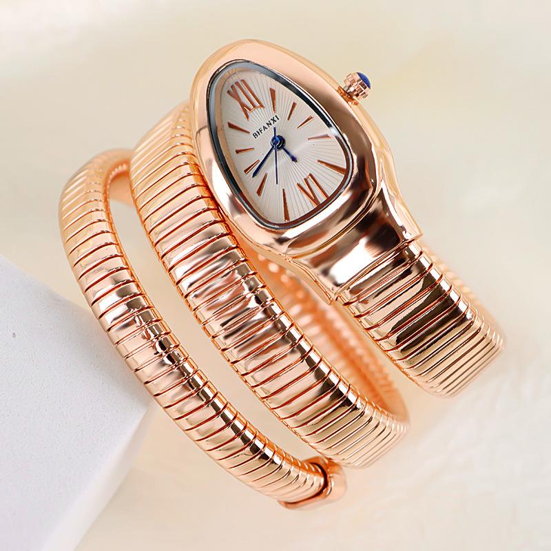 Mode AAA Klassisch Einfach Heiß Verkauft Schlange Quarz Uhr Damen Luxus Gold Stahl Uhr Glatt Kleid Wasserdicht Damen Uhr Uhrwerk