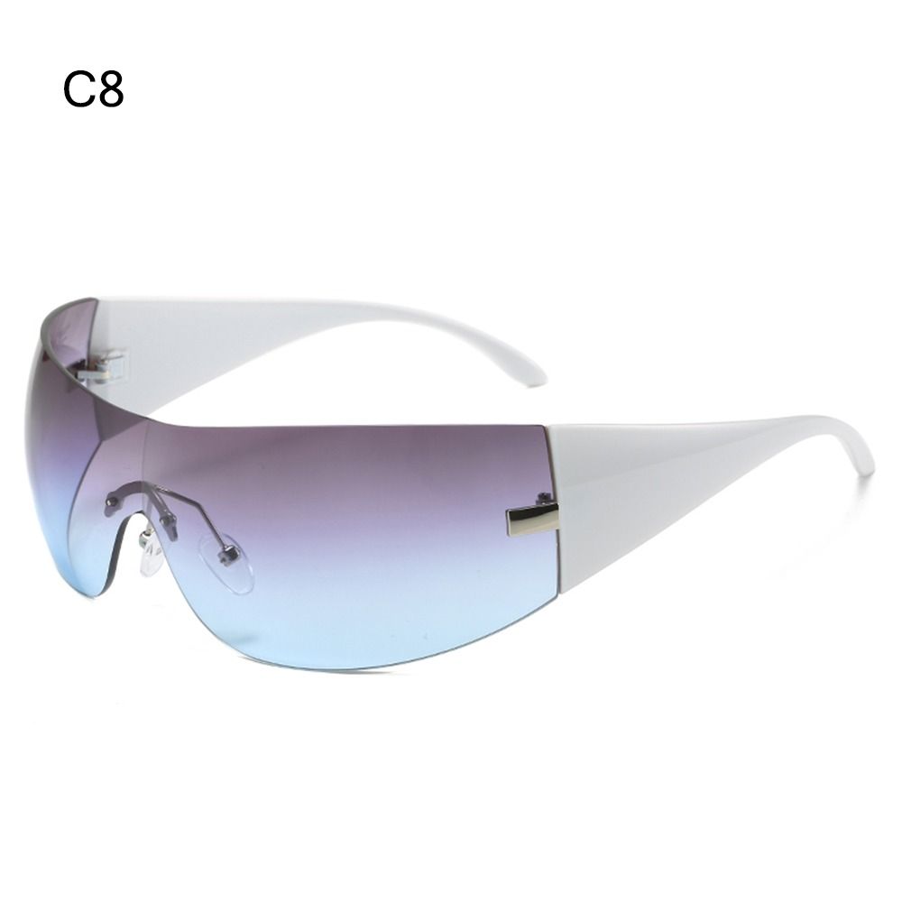 Futuristische Trendige Übergroße Y2K Sonnenbrille Damen Herren Randlose Wrap-Around Sonnenbrille Einteilige Shades Mode Hip Hop Sonnenbrille