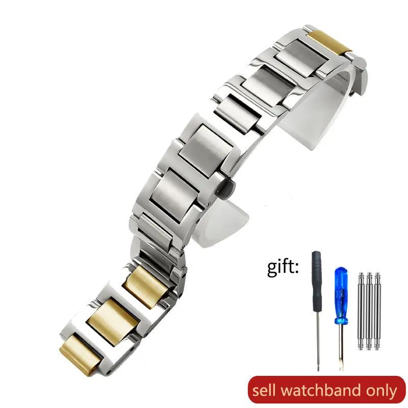 Massives Stahlarmband für Cartier Blue Balloon Uhrenarmband Stahlband Konvexe Schnittstelle Uhrenkette Herren Damen 8mm*14mm 16mm 12mm*20mm 12x20mm