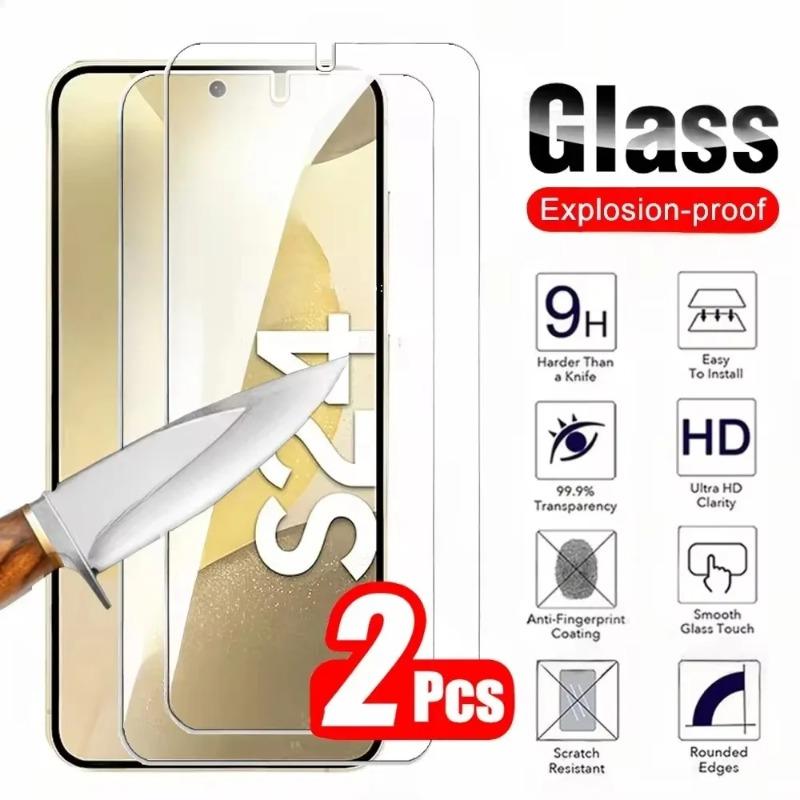 2Pcs Displayschutzfolie für Samsung Galaxy S24 5G, gehärtetes Glas, für Samsang S24, S23 Ultra, S23, S22, S21 Plus, S20, S21, S23 FE S23 Ultra reinfarbig