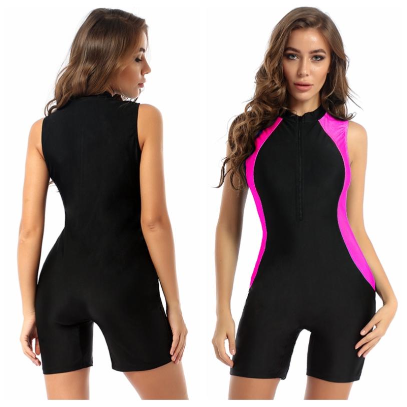 Einteiliger Badeanzug, ärmellose Badebekleidung, Damen-Badeanzug, Retro-Schwimm- und Surfanzüge XL hellrosa