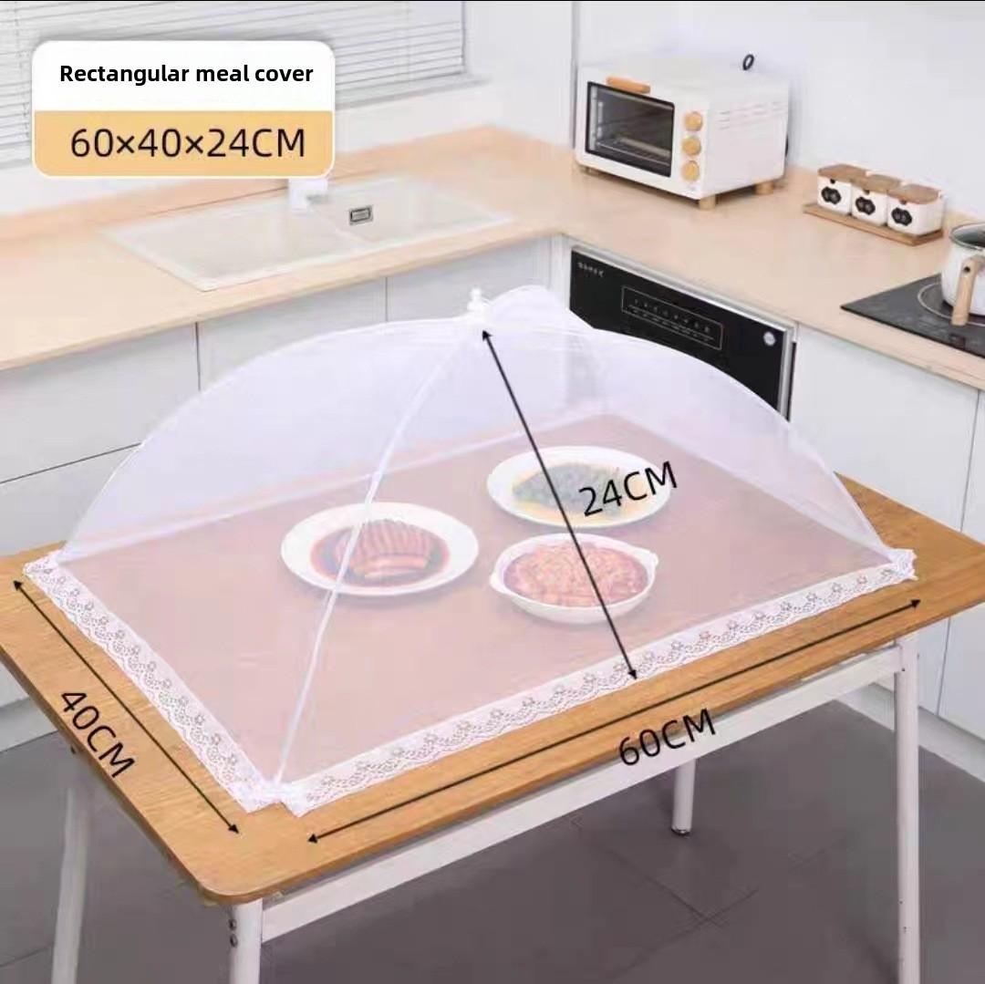 Großes Pop-Up-Abdeckzelt aus weißem Netzgewebe für Lebensmittel – faltbar, waschbar, transparentes Netzgewebe, ideal für Picknicks, Grillabende und Partys im Freien, schützt vor Insekten 60*40cm weiß