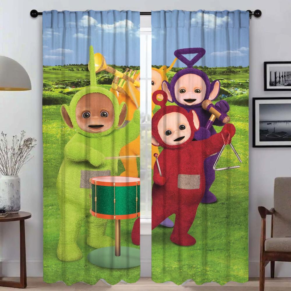 Moderne Wohnzimmer Vorhänge 2 Stück Teletubbies Jalousien Verdunkelungsvorhang für Zimmer 2 Paneele Halloween Dekoration Tüll für Schlafzimmer W86xH137cmx2pcs-CL