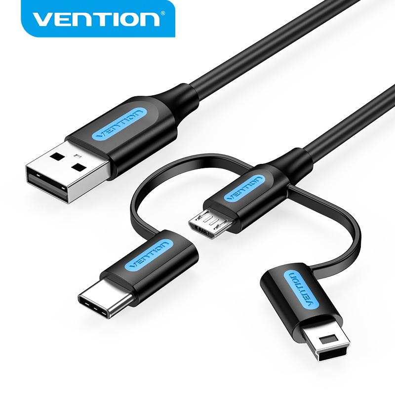 Vention 3 in 1 USB Typ C Kabel für Xiaomi Mi 9 3A Schnellladung USB-Kabel für Samsung Galaxy S10 S9 Plus Huawei Micro-USB-Kabel 1m schwarz