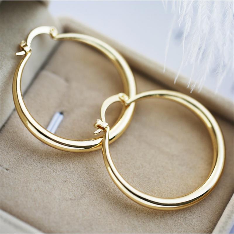 Dia. 33mm Gold Silber Farbe Hoop Baumeln Ohrringe Cocktail Party Punk Schmuck 1 Paar gold