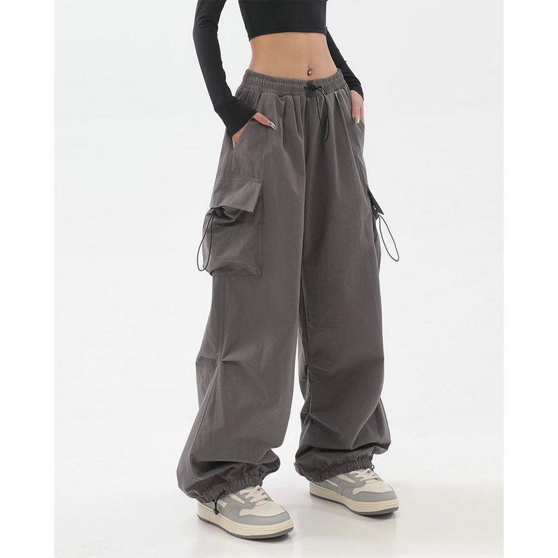 Elastische Taille Frühling Casual frauen Cargo Hosen Mode Streetwear Harem Jogger Knöchel Länge Oversize Lose Hosen Für Mädchen XXXL grau