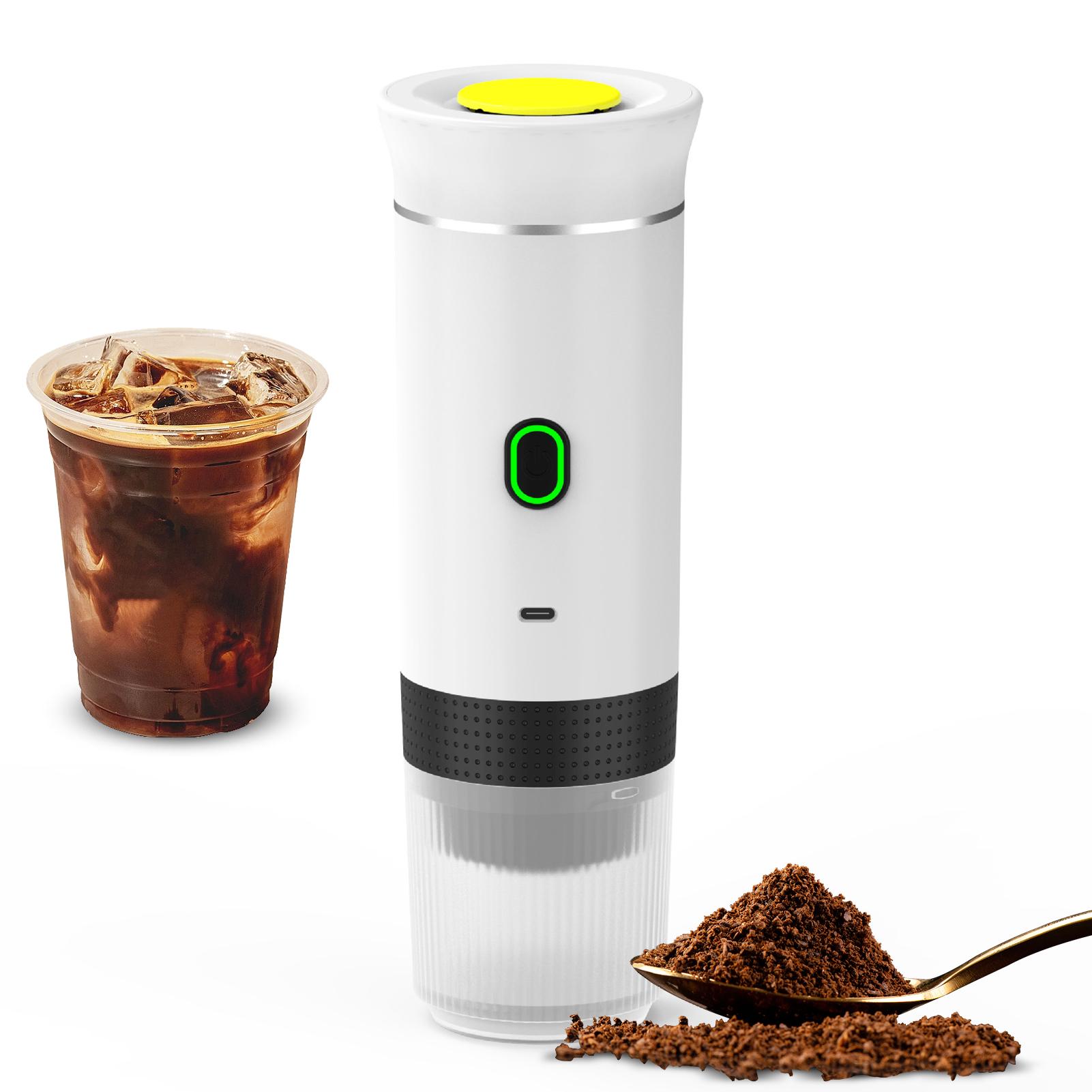 Tragbare Kaffeemaschine für Auto, Zuhause, unterwegs, 3-in-1, kabellose elektrische Kaffeemaschine mit Kapsel weiß