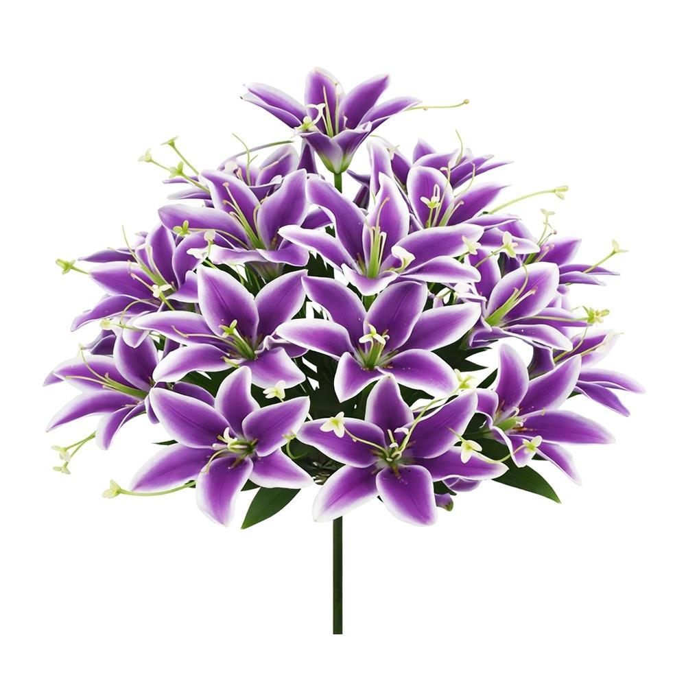 18 Köpfe Künstliche Lilien Blumengesteck DIY Blume Kunstblumen Mehrfarbig Realistische Simulationsblumen violett