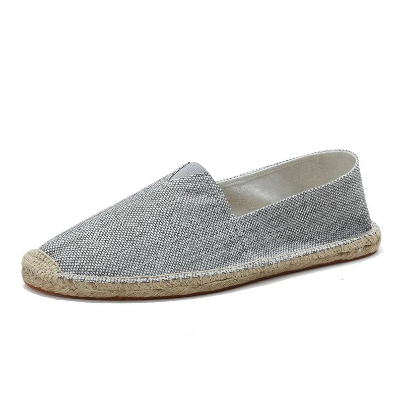 Weiche Schuhe für ältere Menschen Leichte Persönlichkeit Canvas-Schuhe Faule Schuhe Slip-on Herren Atmungsaktiv Bequem Dicke Sohle Leinen 43 graue