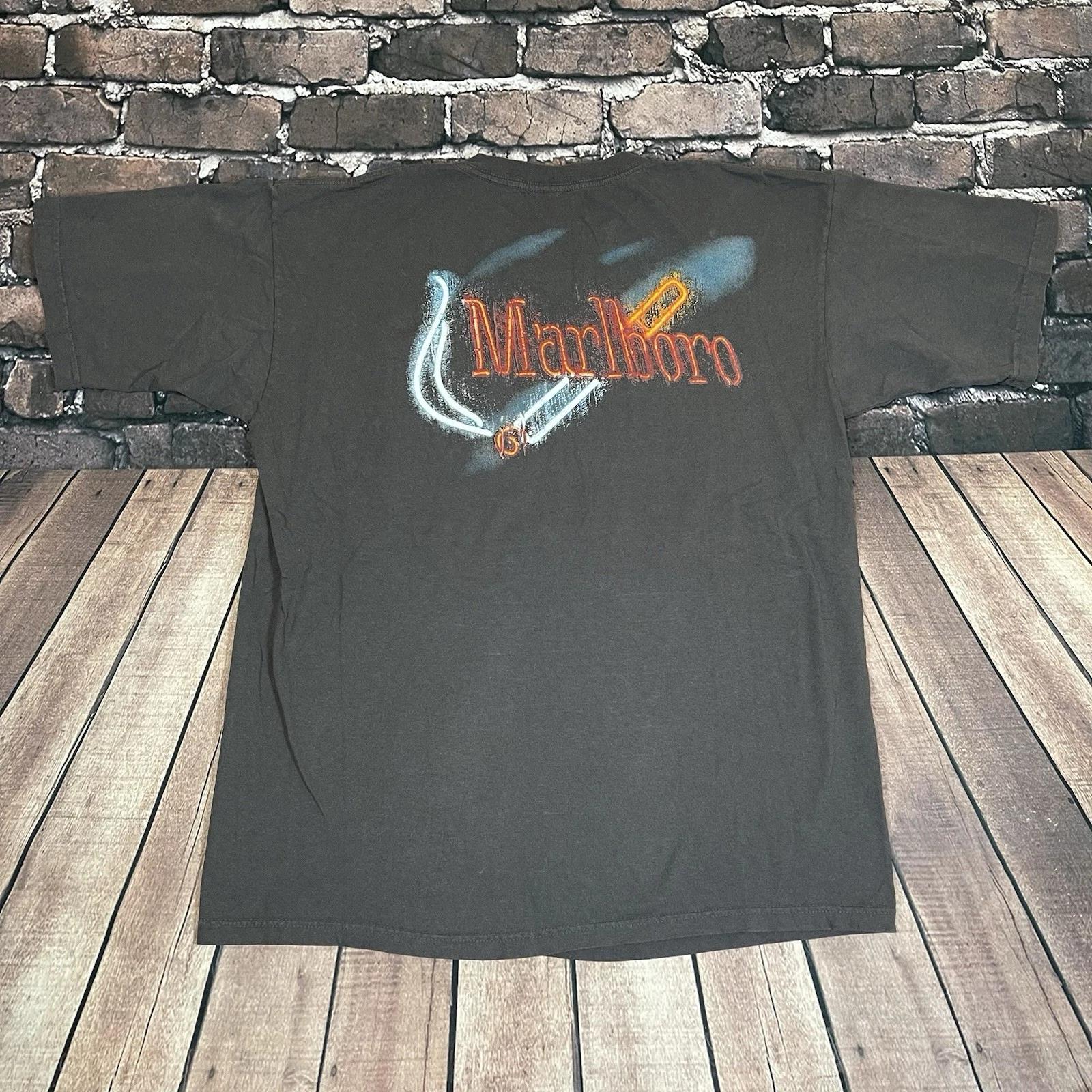 Vintage Marlboro Zigaretten Neonlicht Grafik T-Shirt für Erwachsene Einheitsgröße USA - SELTEN 2XL