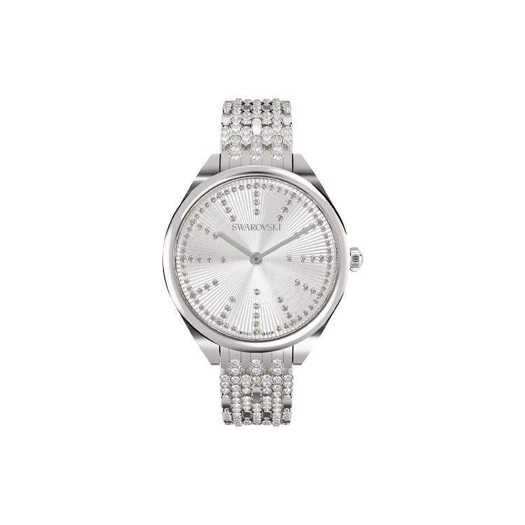 Swarovski Attract Uhr Quarzwerk Edelstahlarmband Silbernes Zifferblatt Damenuhren 5610490 Regular Watch Box,Silver Dial