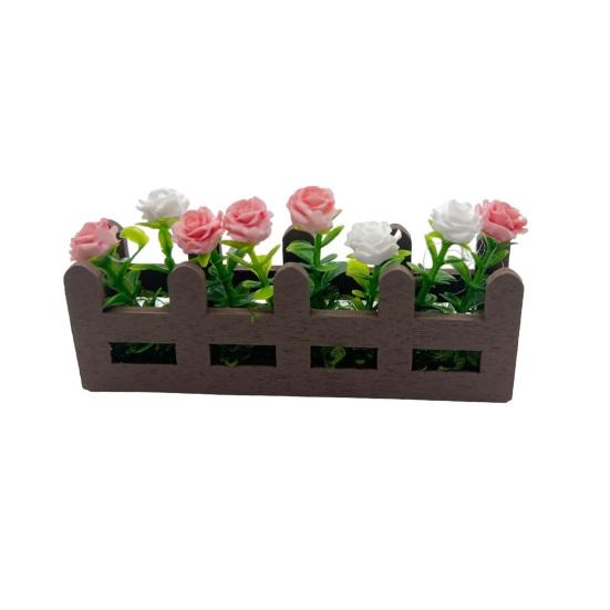 Miniatur Blumen Zaun Pflanzkasten Mini Hochbeet Figure Modell 1/12 Maßstab Puppenhaus Feengarten Dekoration Zubehör D